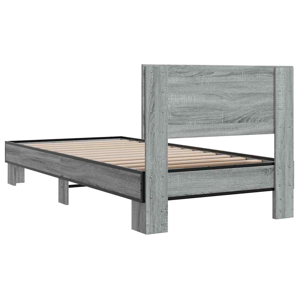 Okvir za krevet boja hrasta 75x190 cm konstruirano drvo i metal