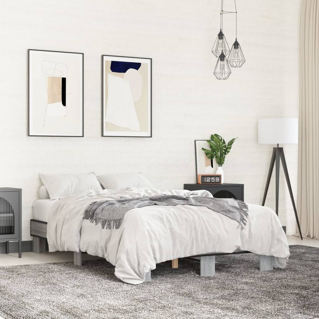 Okvir kreveta boja hrasta 140x200cm konstruirano drvo i metal