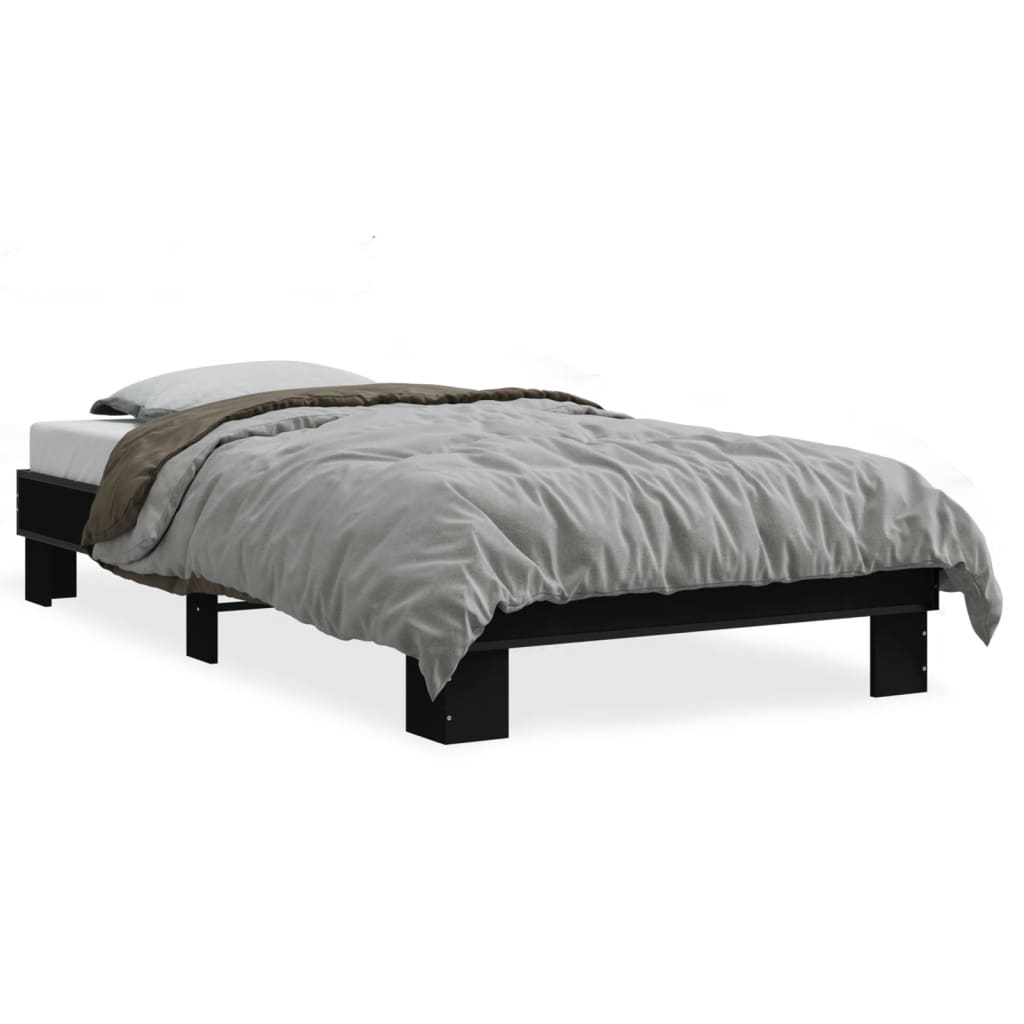 Okvir kreveta crni 90 x 200 cm konstruirano drvo i metal