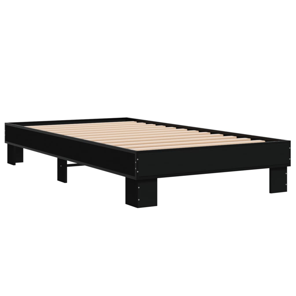 Okvir kreveta crni 90 x 200 cm konstruirano drvo i metal