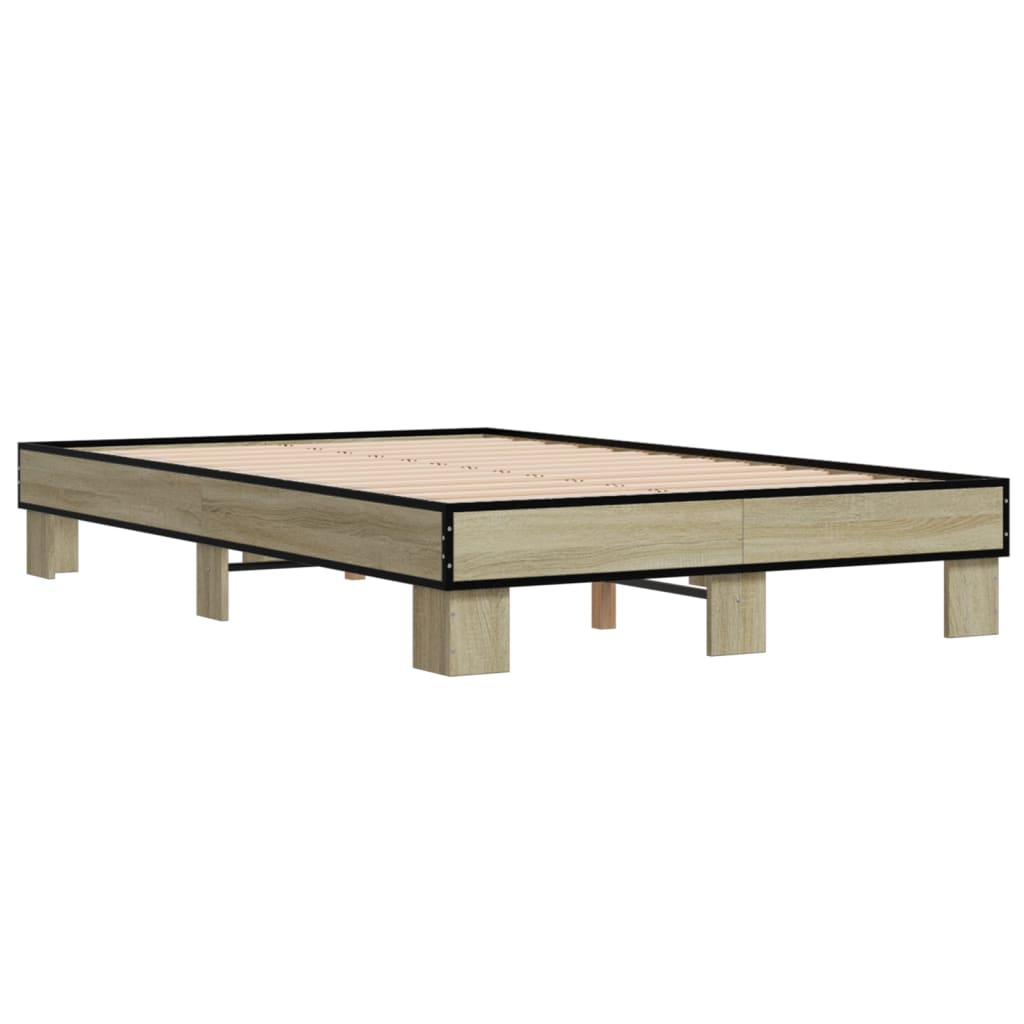 Okvir za krevet boja hrasta 120x190cm konstruirano drvo i metal