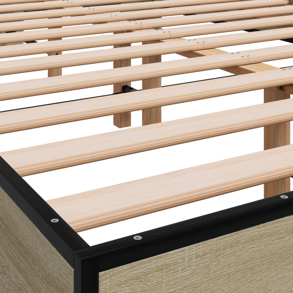 Okvir za krevet boja hrasta 120x190cm konstruirano drvo i metal