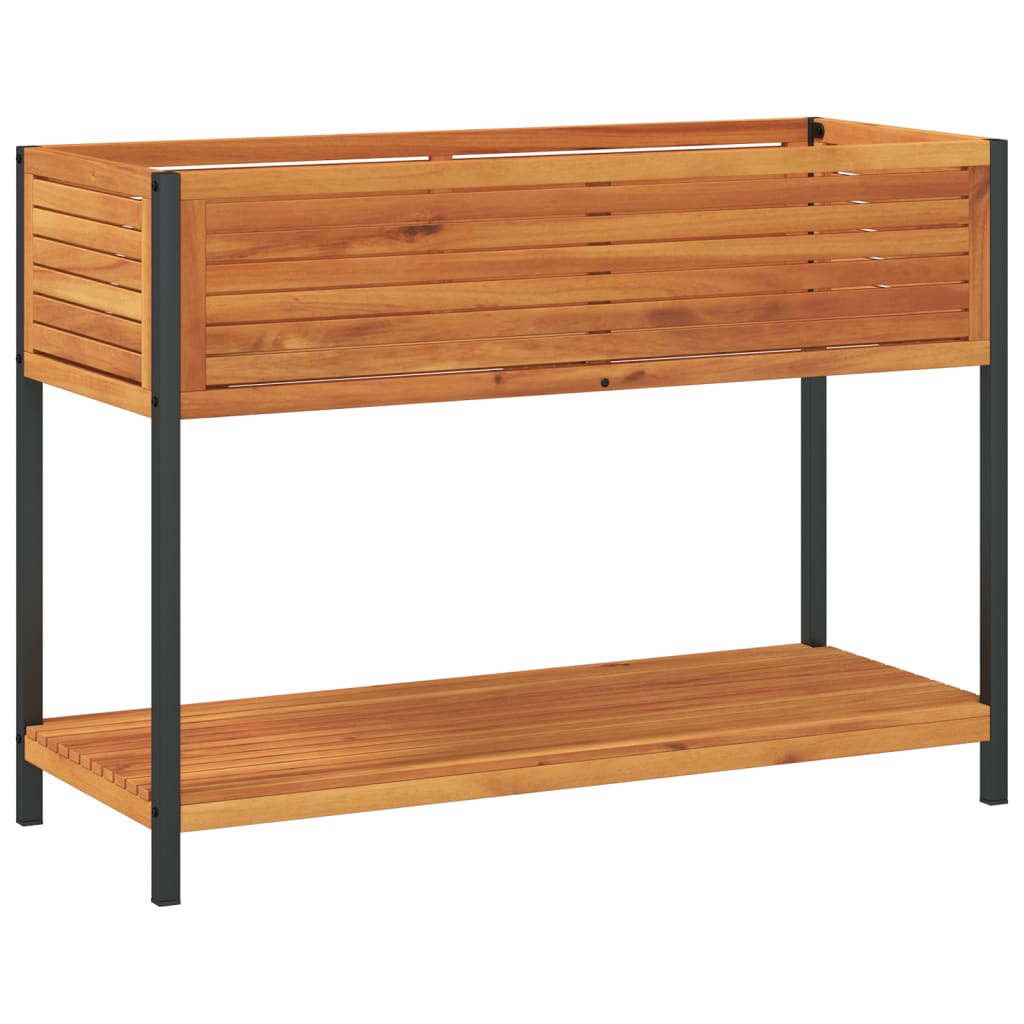 Vrtna sadilica s policom 110 x 45 x 80 cm masivno drvo i čelik