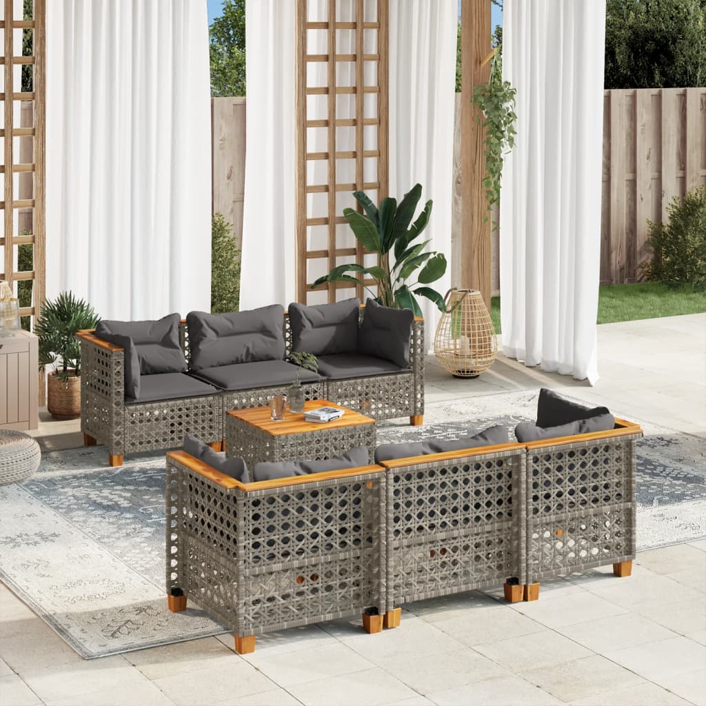 7-dijelni set vrtnih sofa sivi od poliratana Siva 55 x 55 x 36 cm