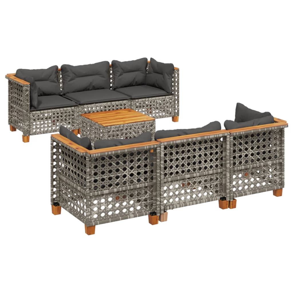8-dijelni set vrtnih sofa od poliratana s jastucima sivi