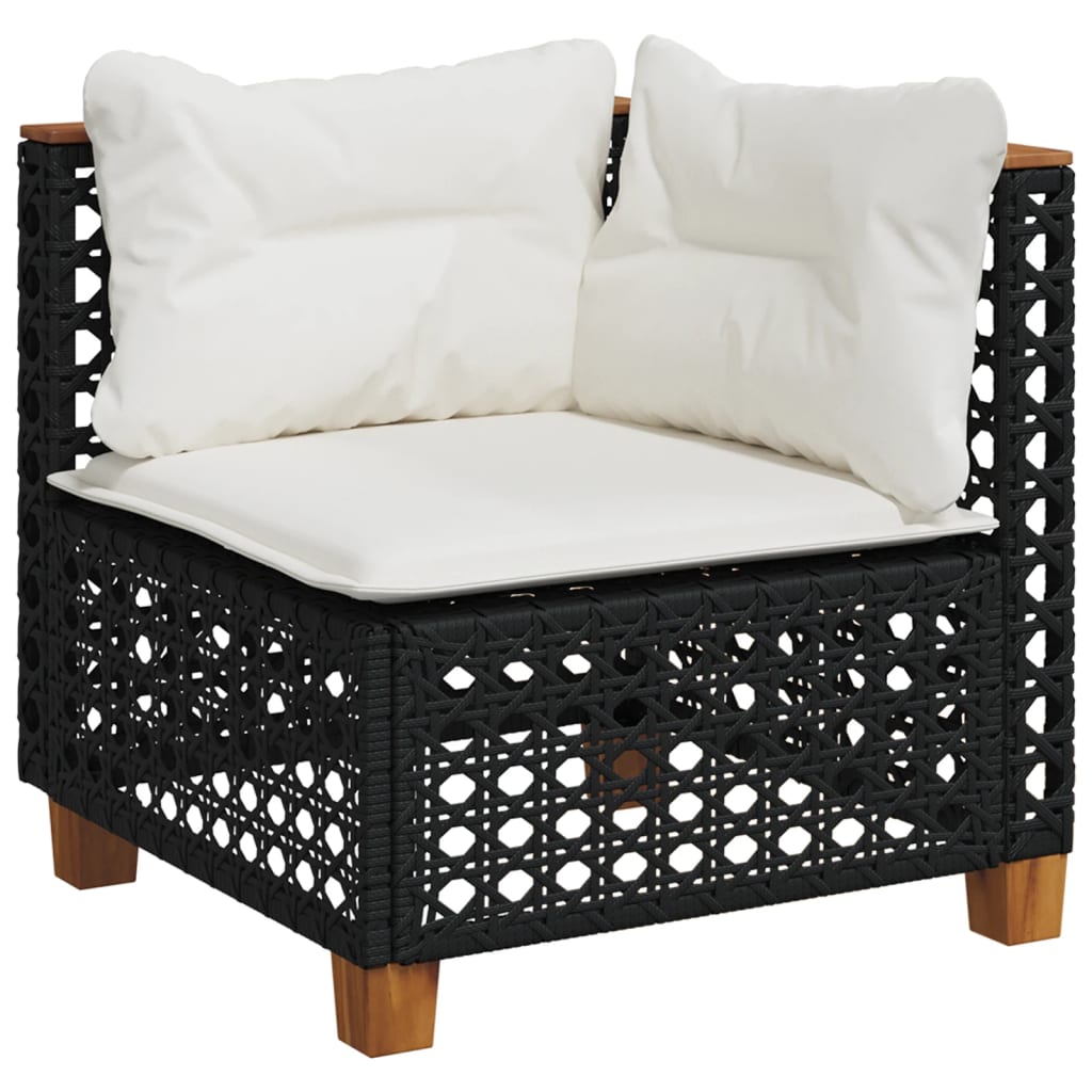 5-dijelna vrtna garnitura od poliratana s jastucima crna 63.5 x 63.5 x 62 cm