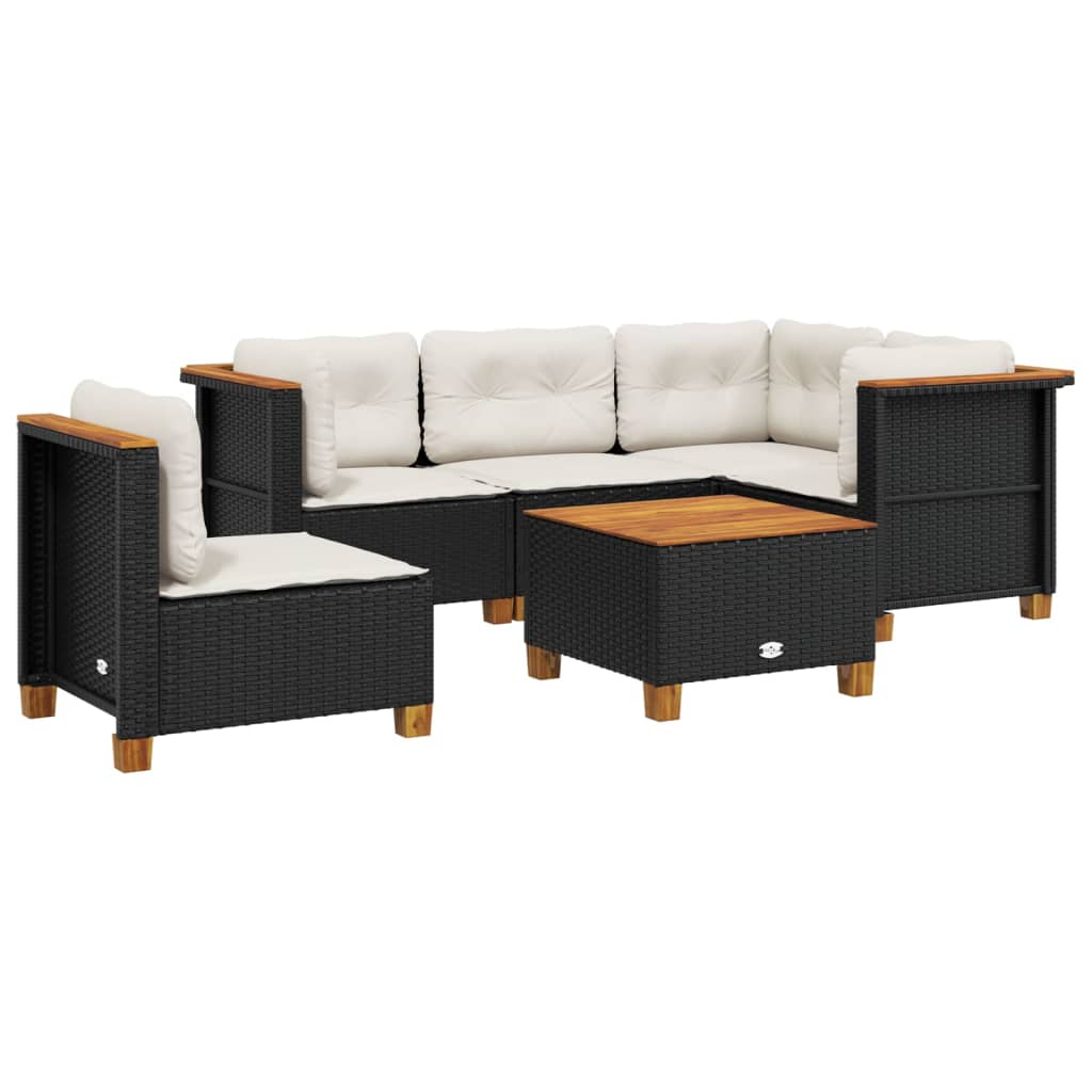6-dijelni set vrtnih sofa s jastucima crni od poliratana