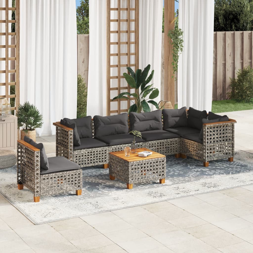 7-dijelni set vrtnih sofa sivi od poliratana