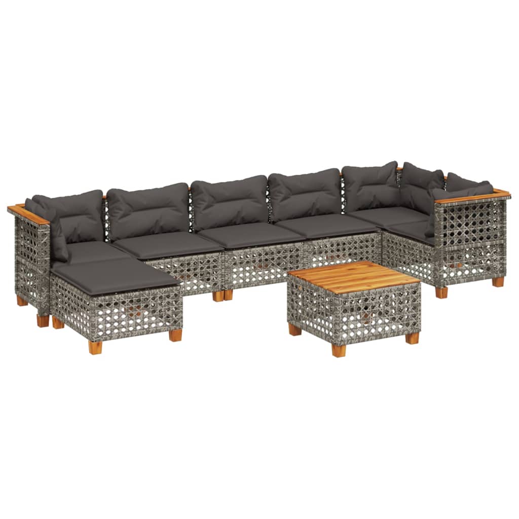8-dijelni set vrtnih sofa od poliratana s jastucima sivi