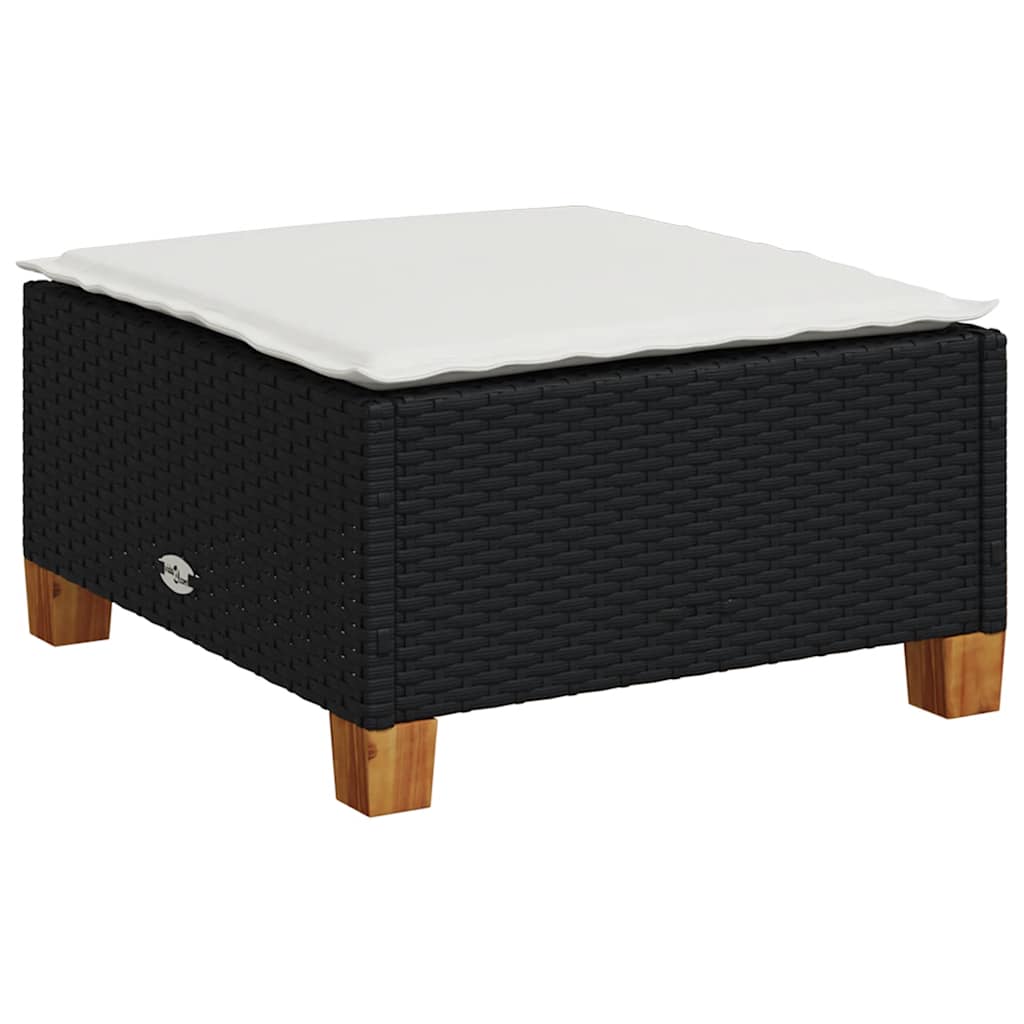 7-dijelni set vrtnih sofa od poliratana s jastucima crni Crna 63.5 x 56 x 32 cm