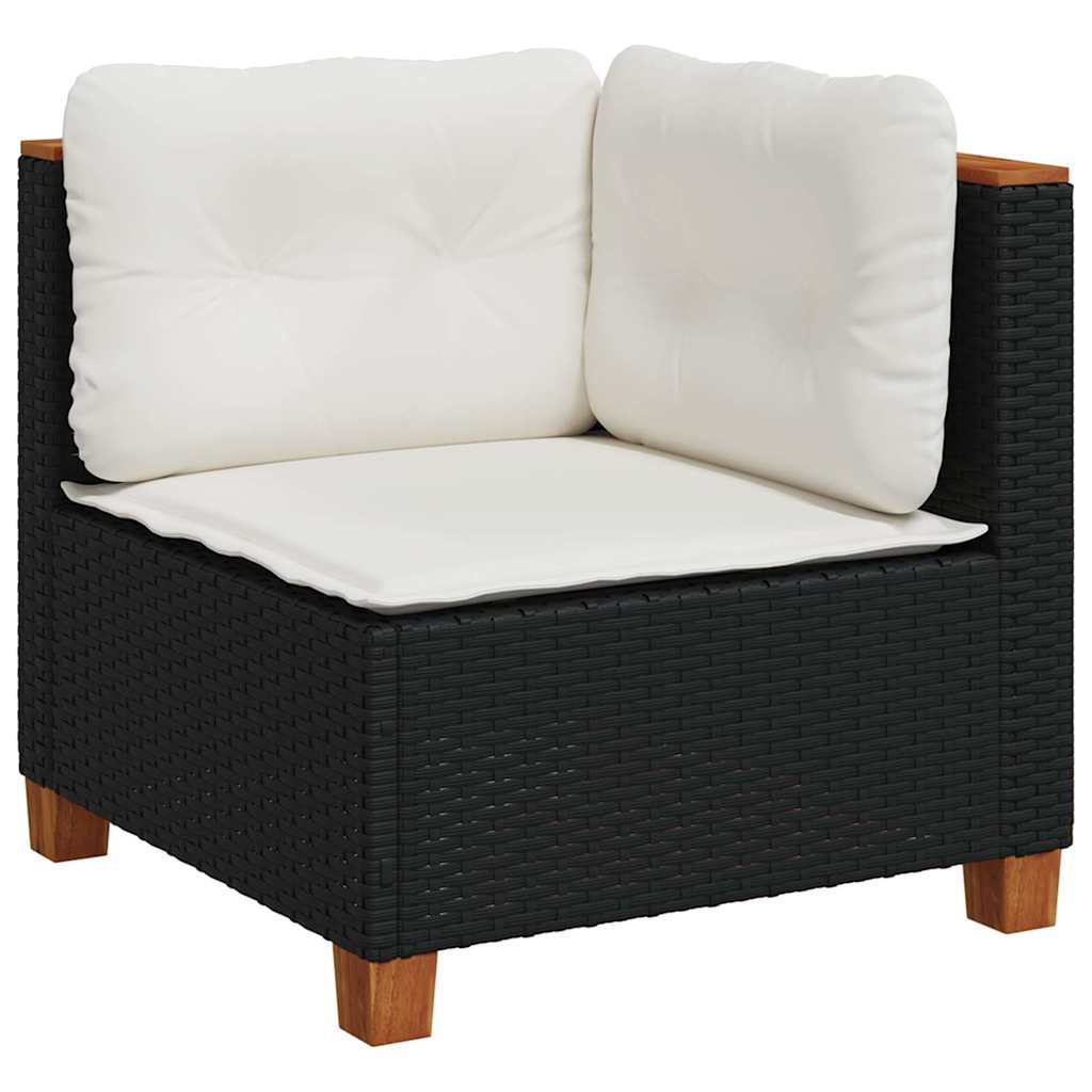 7-dijelni set vrtnih sofa od poliratana s jastucima crni Crna 63.5 x 56 x 32 cm