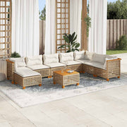 9-dijelni set vrtnih sofa s jastucima bež od poliratana 55 x 55 x 36 cm