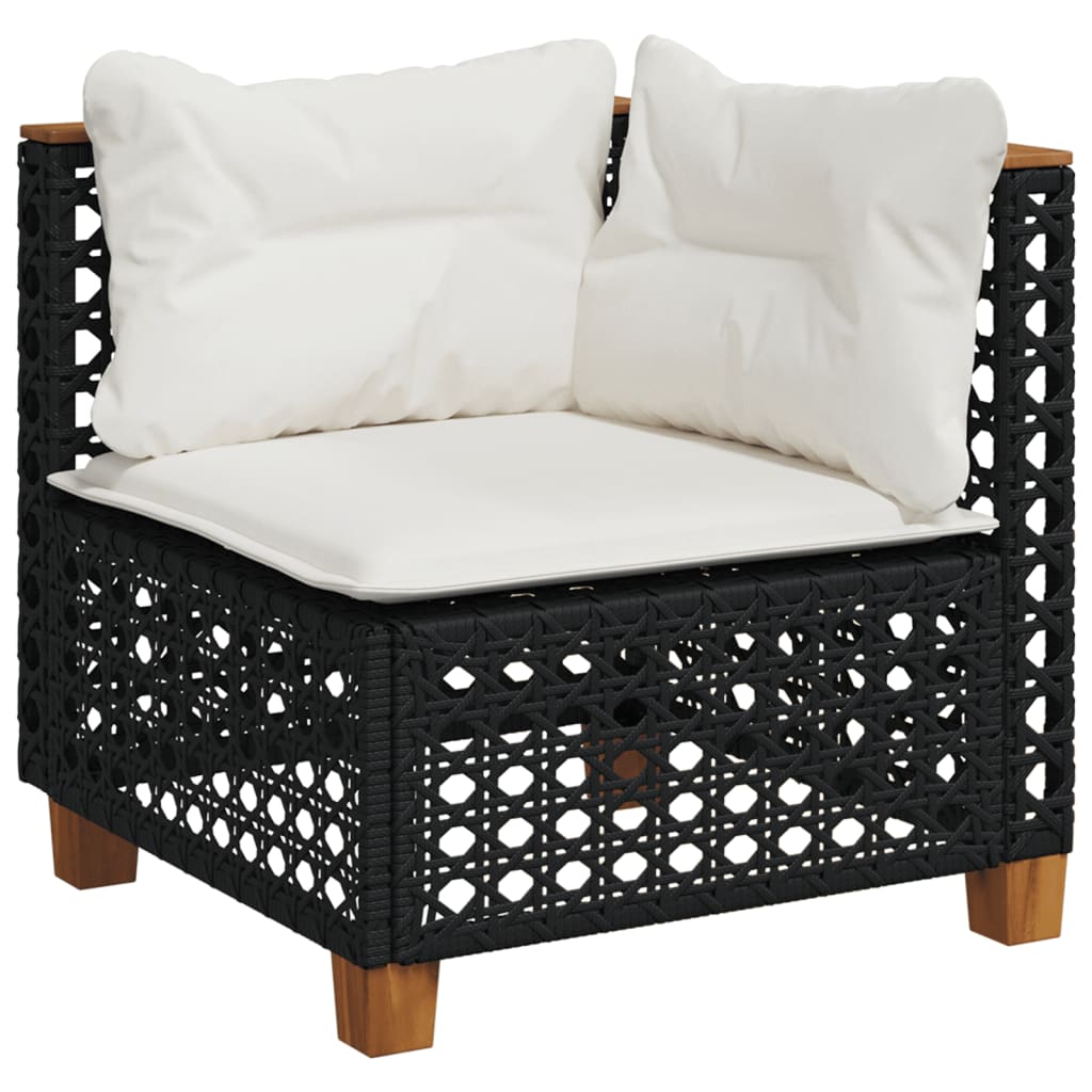 10-dijelni set vrtnih sofa s jastucima crni od poliratana Crna 55 x 55 x 36 cm