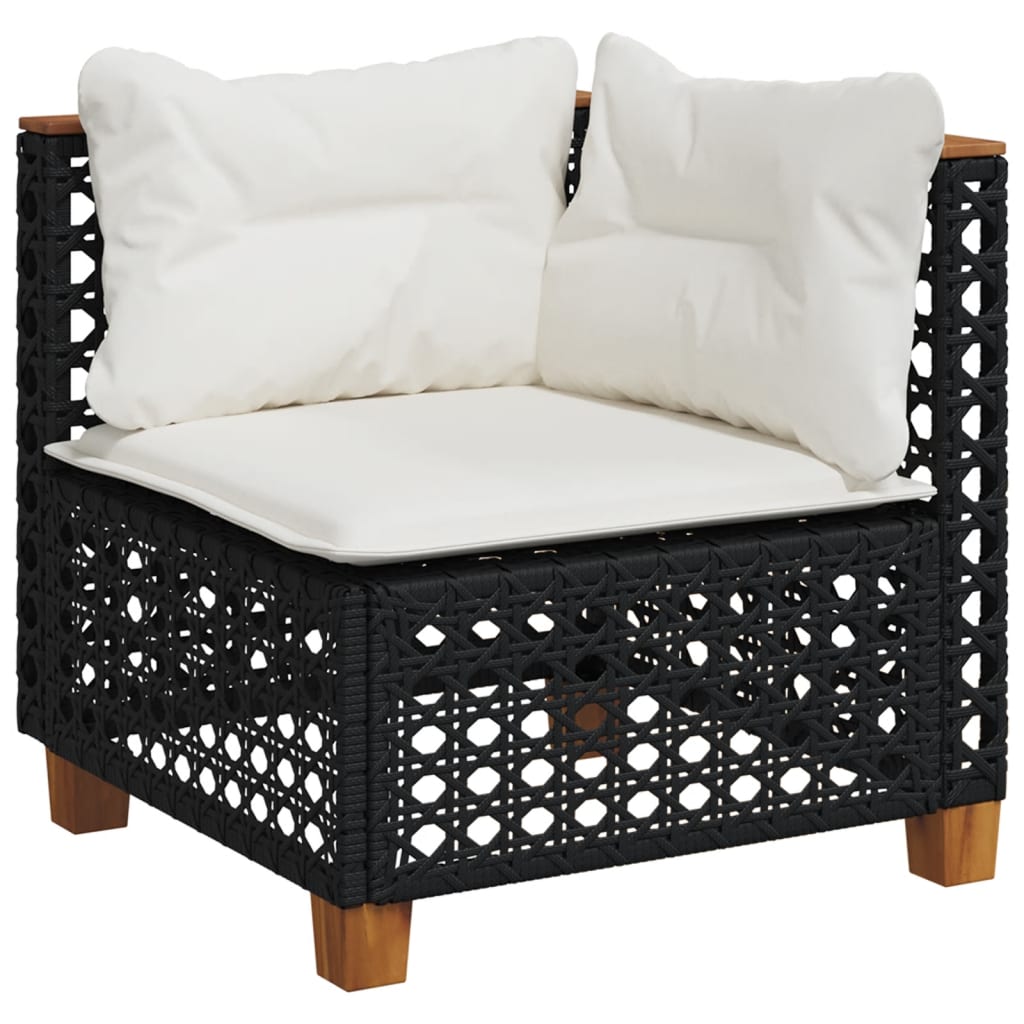 10-dijelni set vrtnih sofa s jastucima crni od poliratana Crna 63.5 x 63.5 x 62 cm