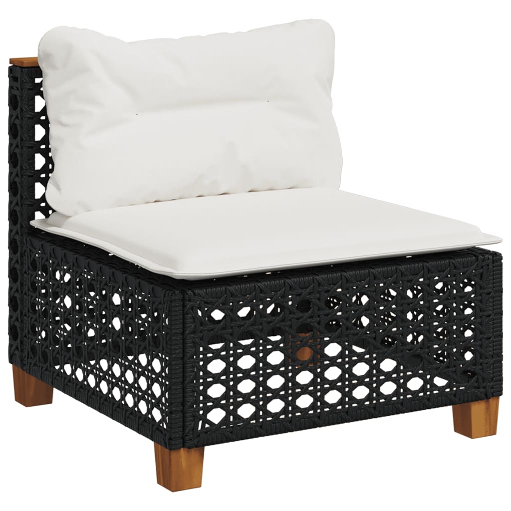 10-dijelni set vrtnih sofa s jastucima crni od poliratana Crna 63.5 x 63.5 x 62 cm