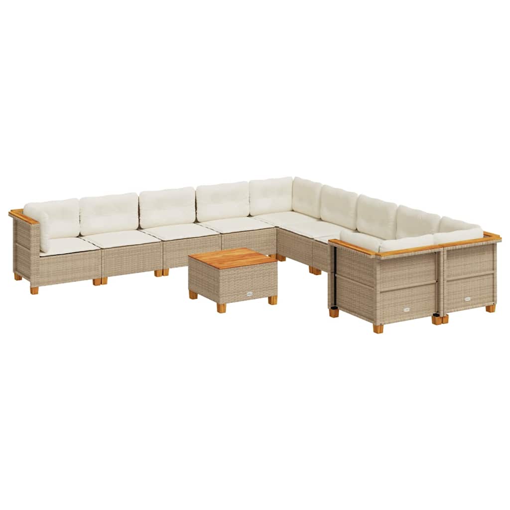 11-dijelni set vrtnih sofa od poliratana s jastucima bež