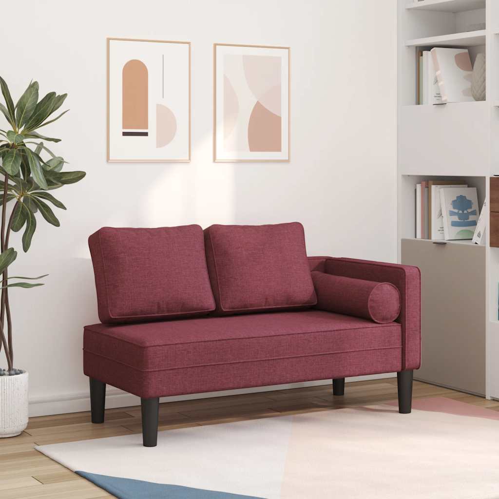 Počivaljka s jastucima crvena boja vina od tkanine