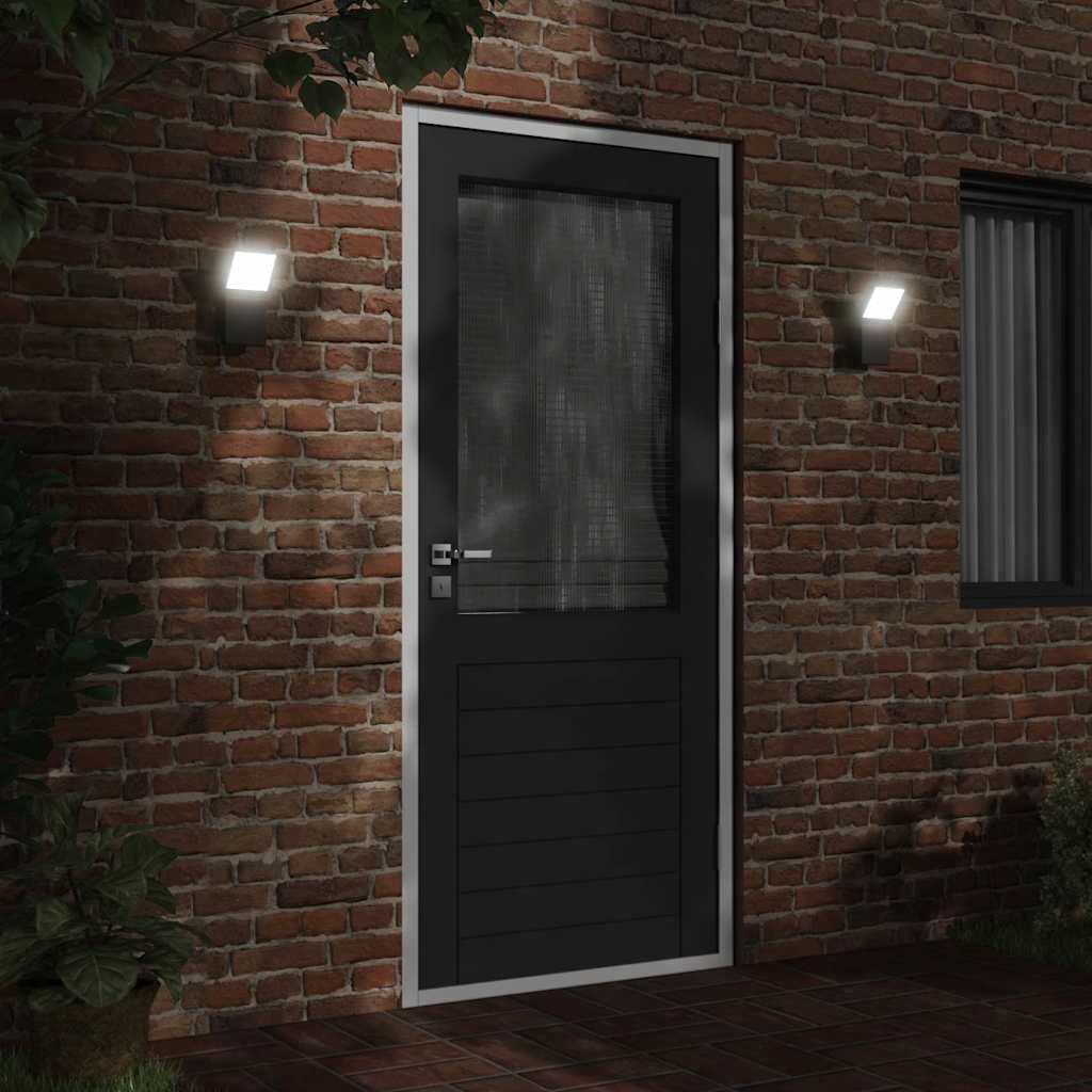 Vanjske LED zidne svjetiljke 2 kom crne od lijevanog aluminija