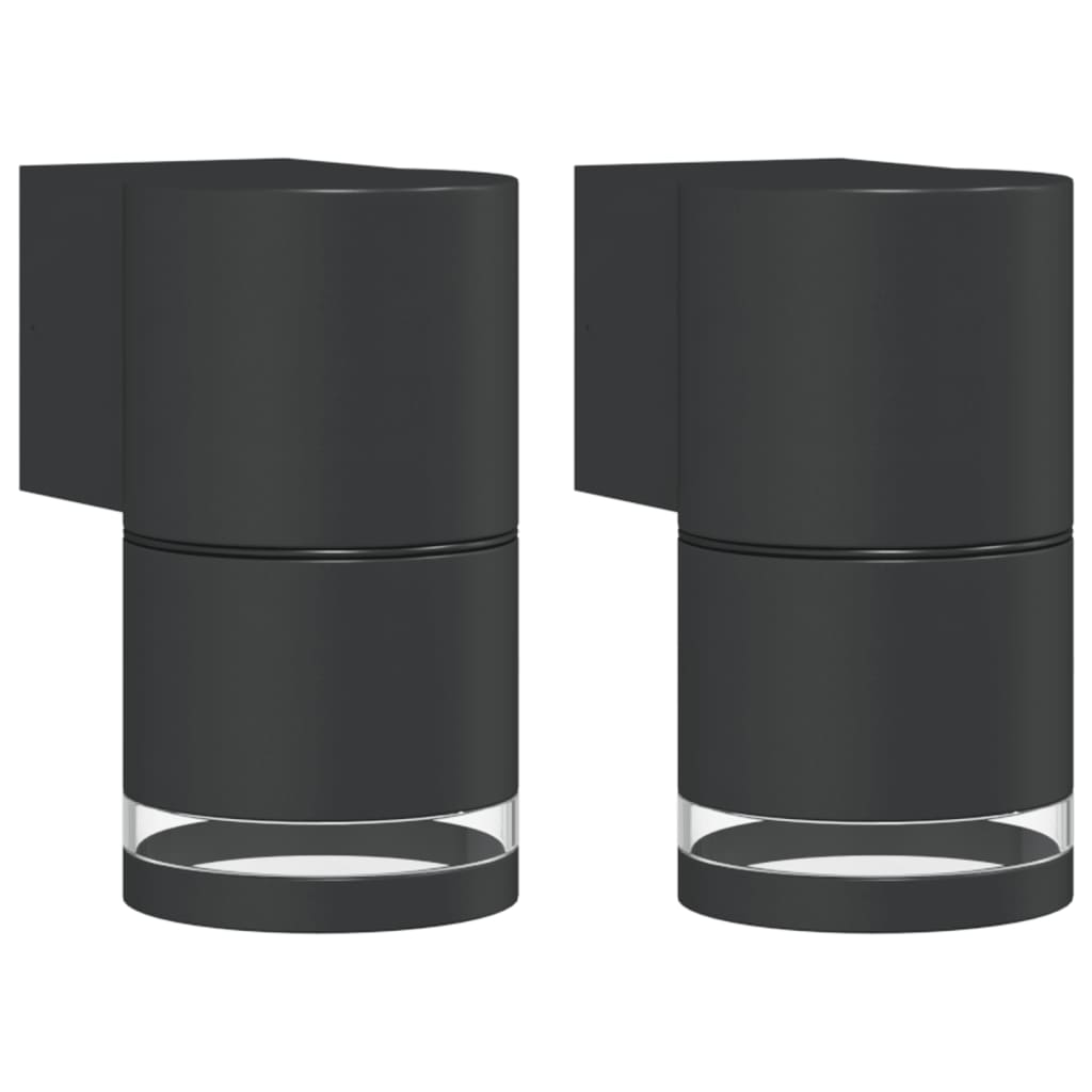 Vanjske zidne svjetiljke 2 kom crne od lijevanog aluminija