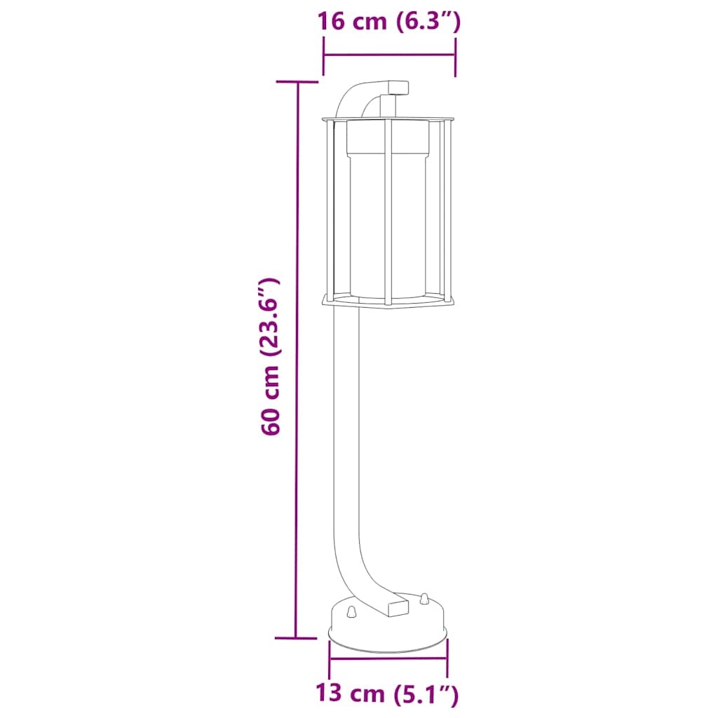 Vanjske podne svjetiljke 3 kom crna 60 cm nehrđajući čelik