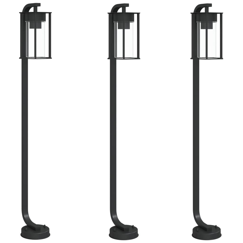 Vanjske podne svjetiljke 3 kom crna 100 cm nehrđajući čelik