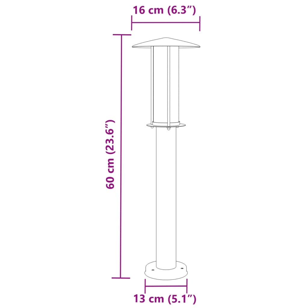 Vanjske podne svjetiljke 3 kom srebrne 60 cm nehrđajući čelik