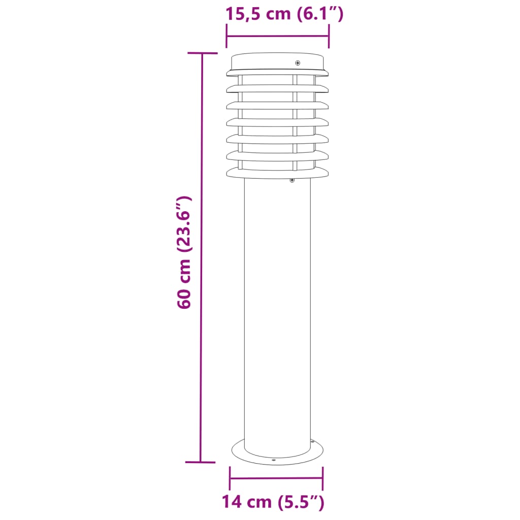 Vanjske podne svjetiljke 3 kom crna 60 cm nehrđajući čelik