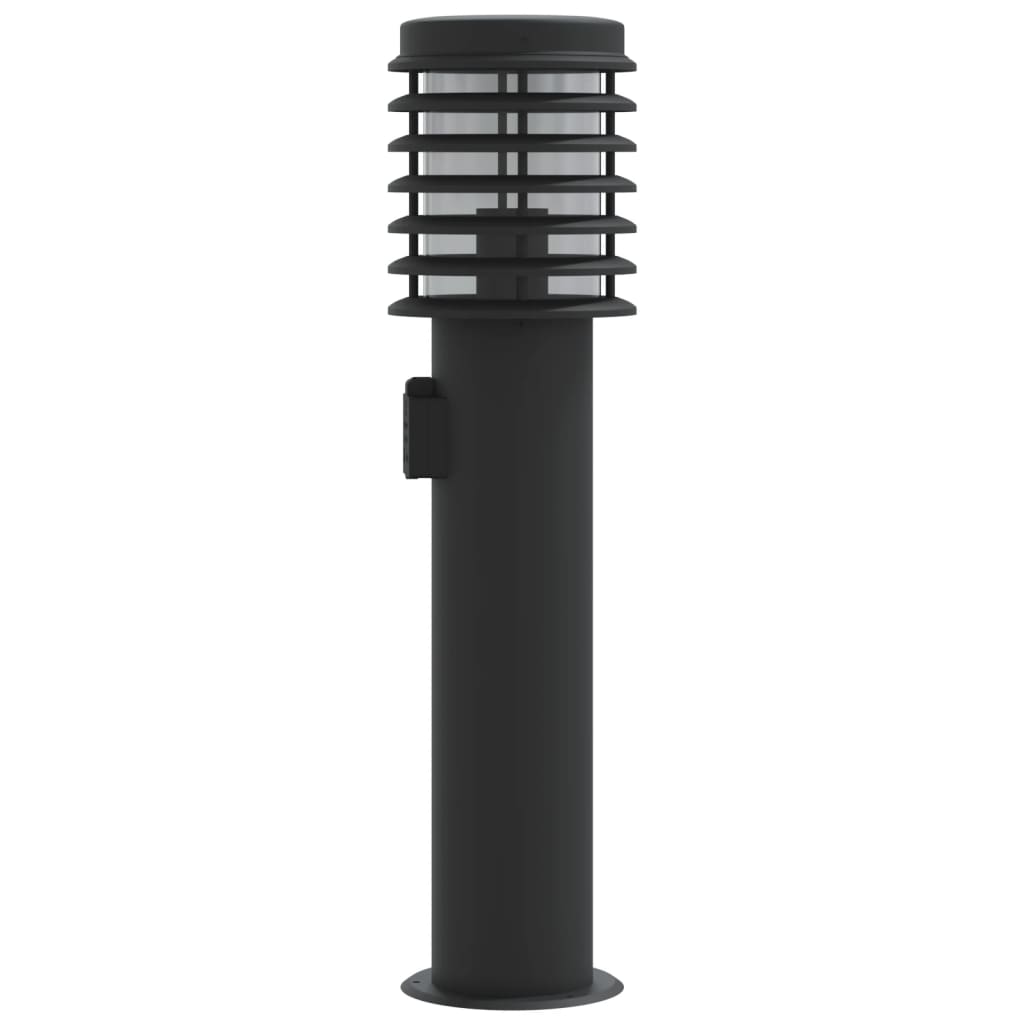 Vanjske podne svjetiljke sa utičnicom 3 kom crne 60 cm čelik