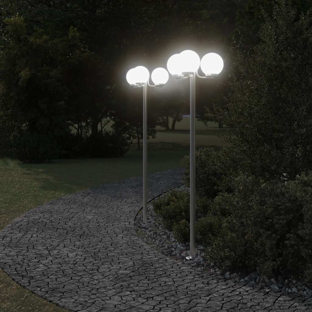 Vanjske podne lampe 2 kom. srebrne 215 cm nehrđajući čelik