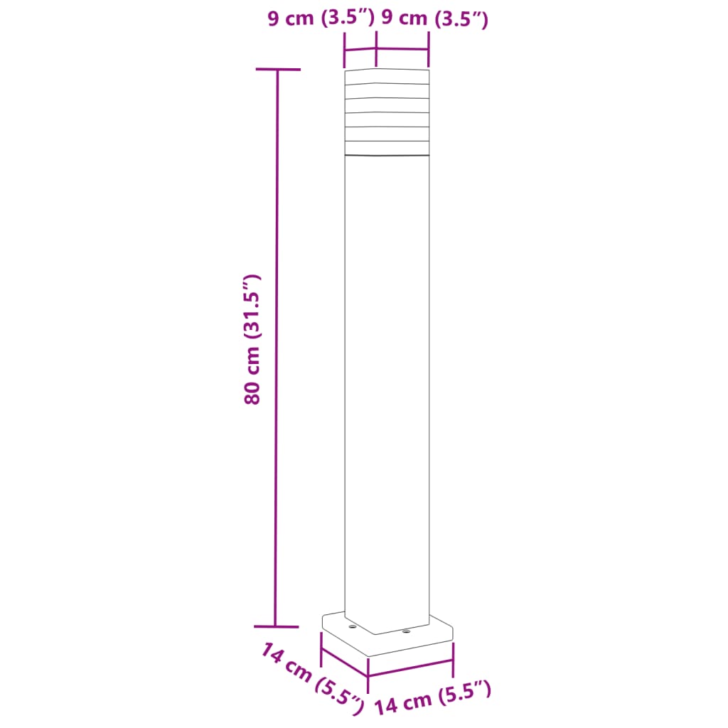 Vanjske podne svjetiljke 3 kom crne 80 cm aluminijske