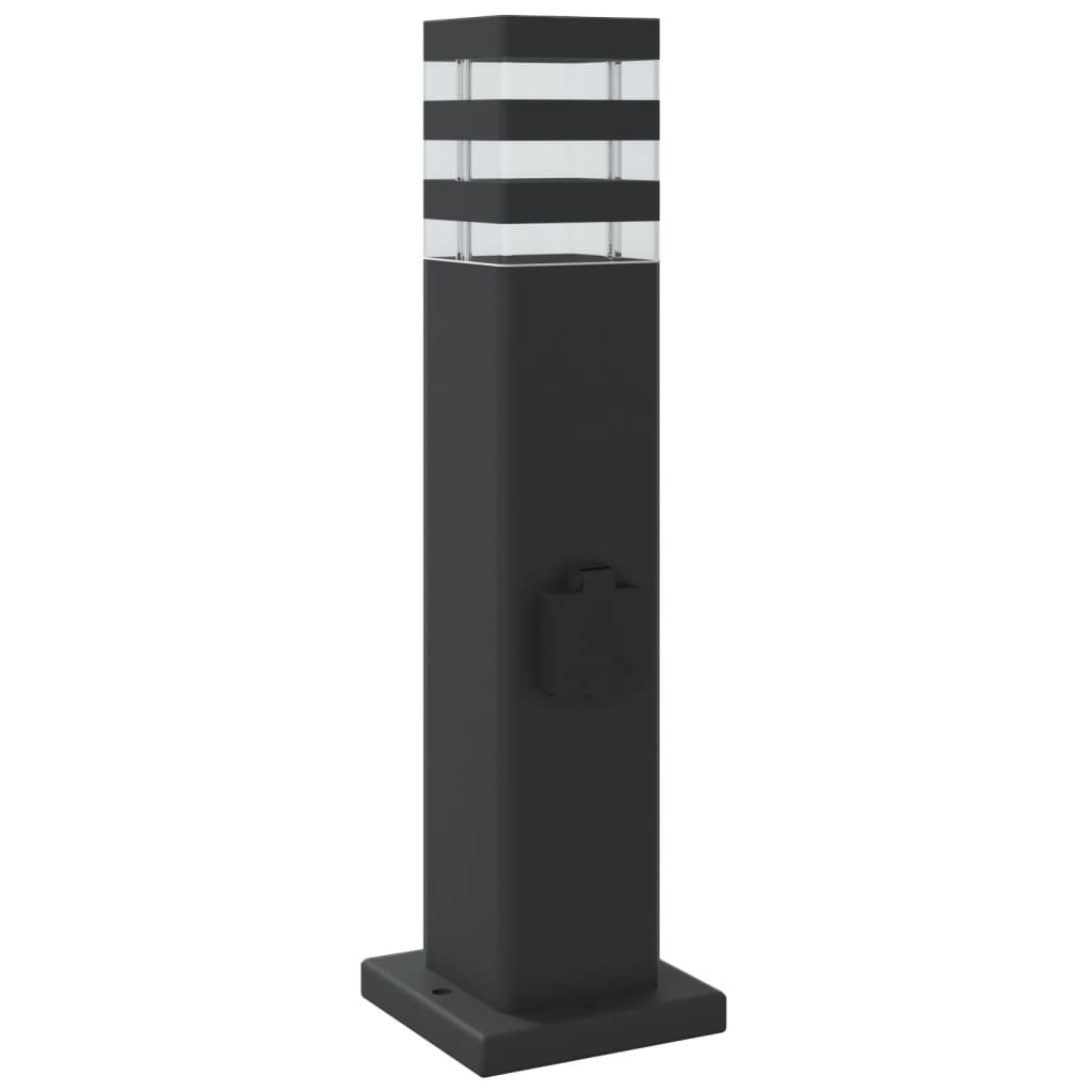 Vanjska podna svjetiljka s utičnicom crna 50 cm aluminijska