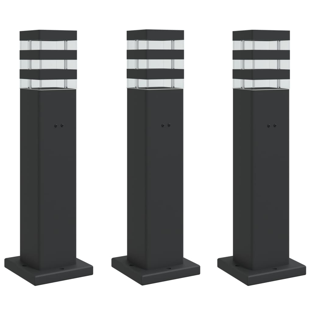 Vanjske podne svjetiljke s utičnicom 3kom crne 50cm aluminijske