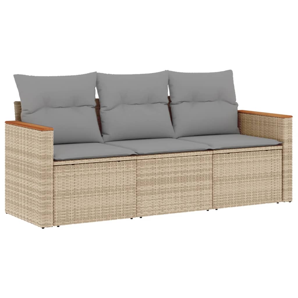 3-dijelni set vrtnih sofa od poliratana s jastucima bež