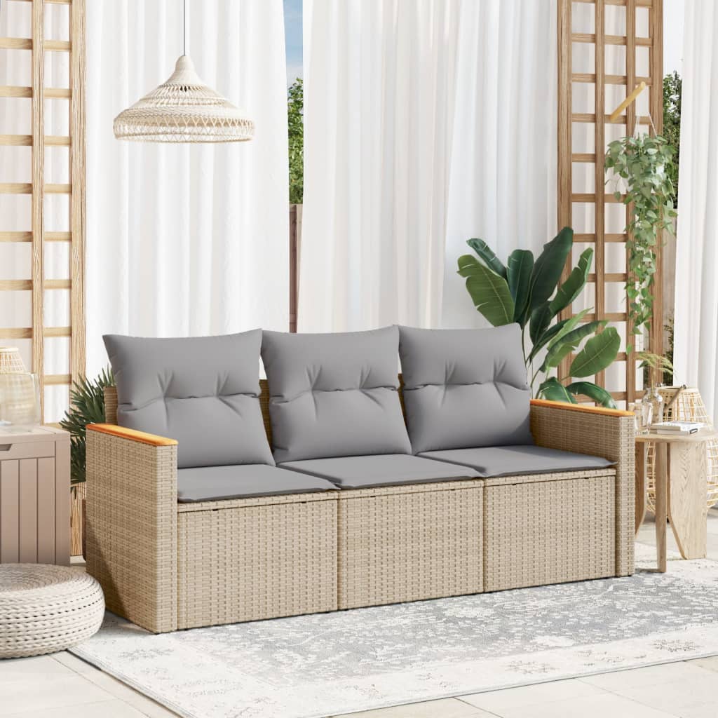 3-dijelni set vrtnih sofa od poliratana s jastucima bež