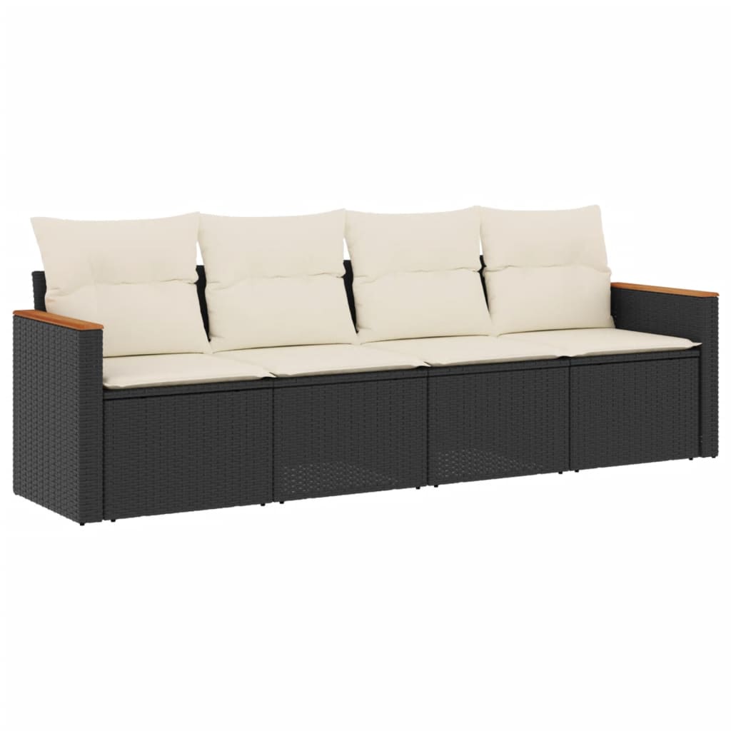 4-dijelni set vrtnih sofa od poliratana s jastucima crni