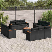 13-dijelni set vrtnih sofa s jastucima poliratan crni