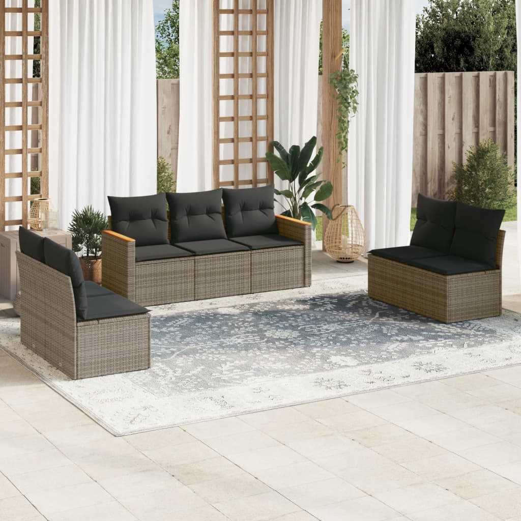 7-dijelni set vrtnih sofa sivi od poliratana