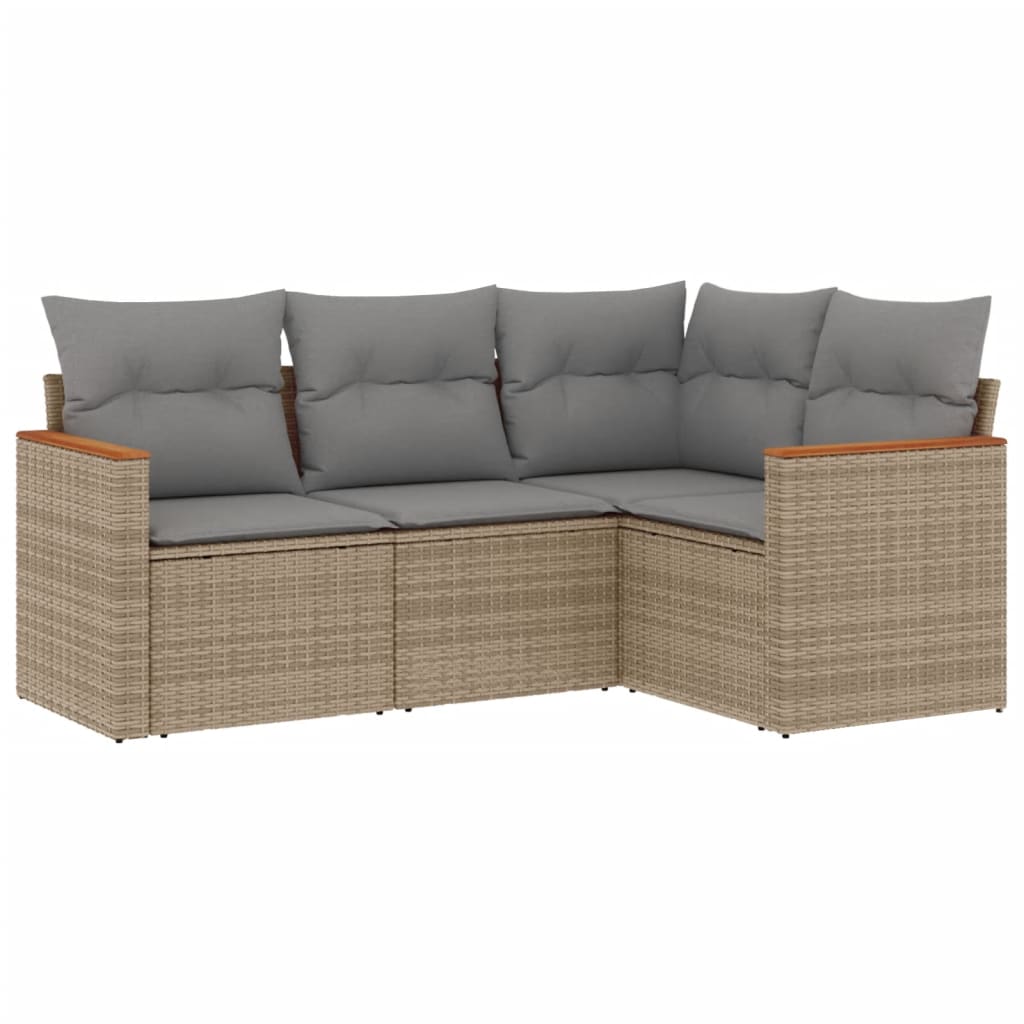 4-dijelni set vrtnih sofa s jastucima bež od poliratana
