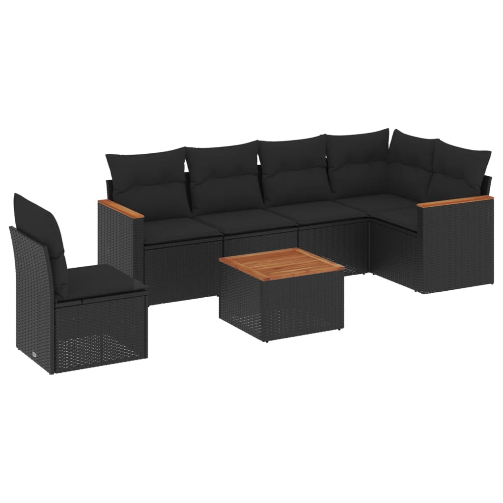 7-dijelni set vrtnih sofa od poliratana s jastucima crni