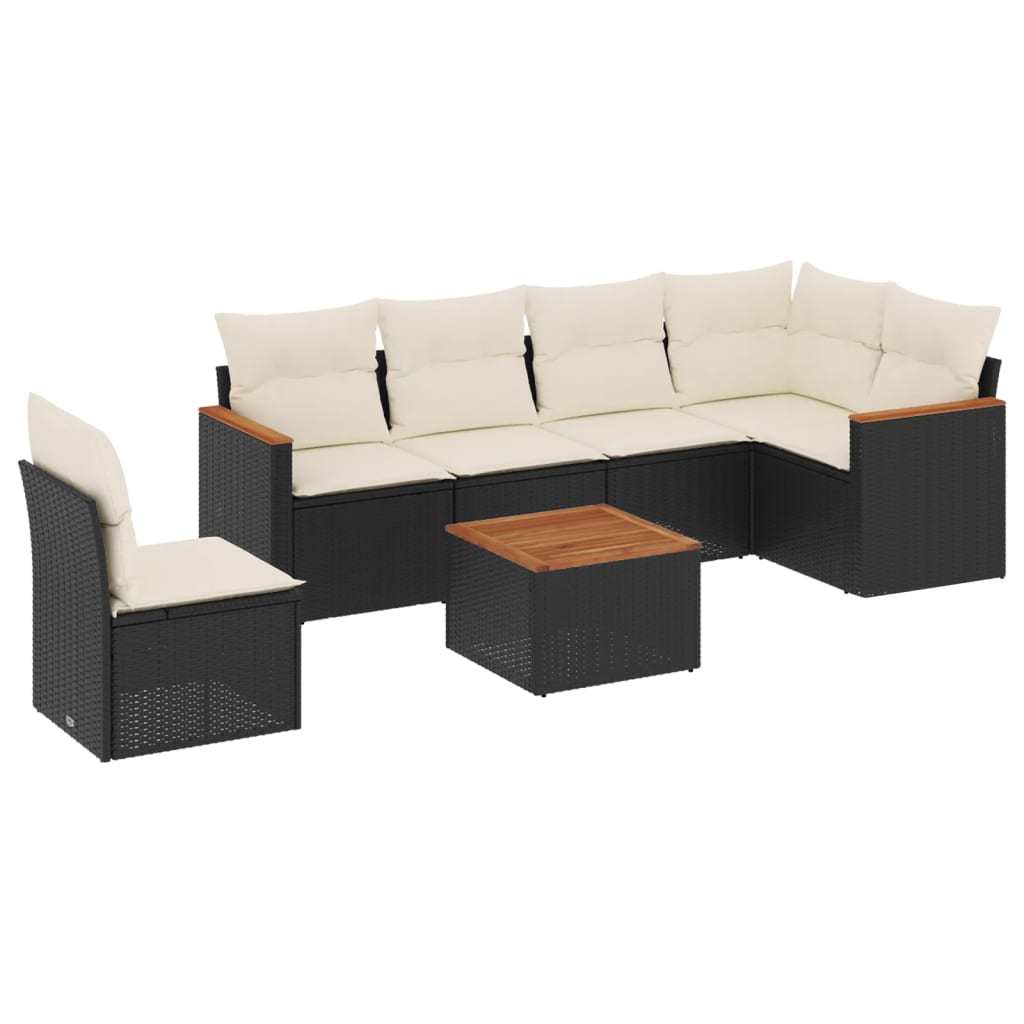 7-dijelni set vrtnih sofa od poliratana s jastucima crni