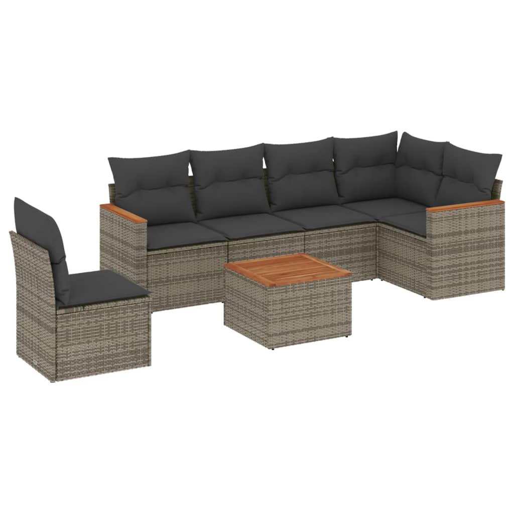 7-dijelni set vrtnih sofa sivi od poliratana