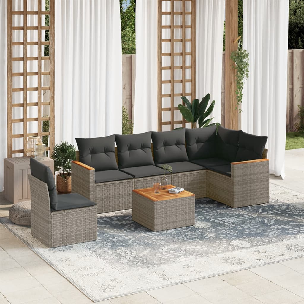 7-dijelni set vrtnih sofa sivi od poliratana