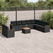 11-dijelni set vrtnih sofa od poliratana s jastucima crni