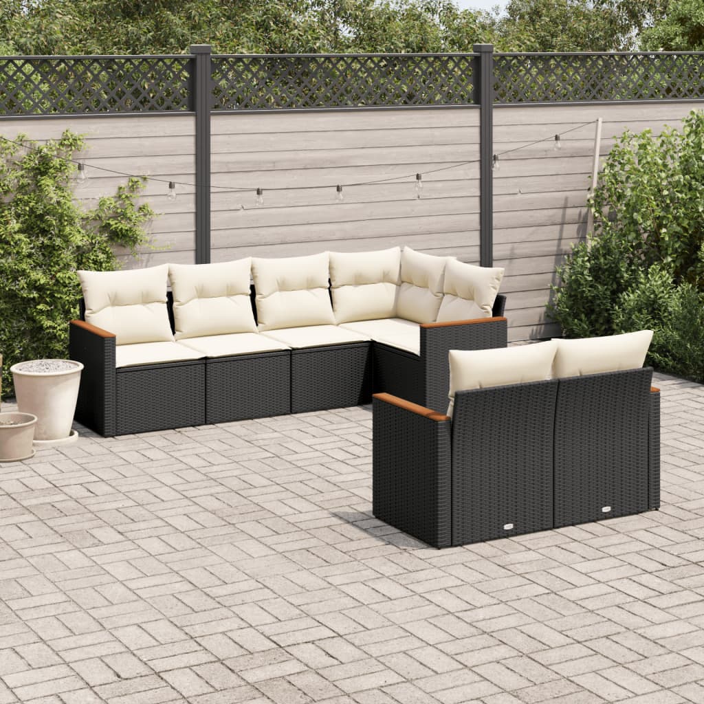 7-dijelni set vrtnih sofa od poliratana s jastucima crni
