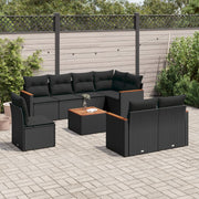 9-dijelni set vrtnih sofa s jastucima crni od poliratana