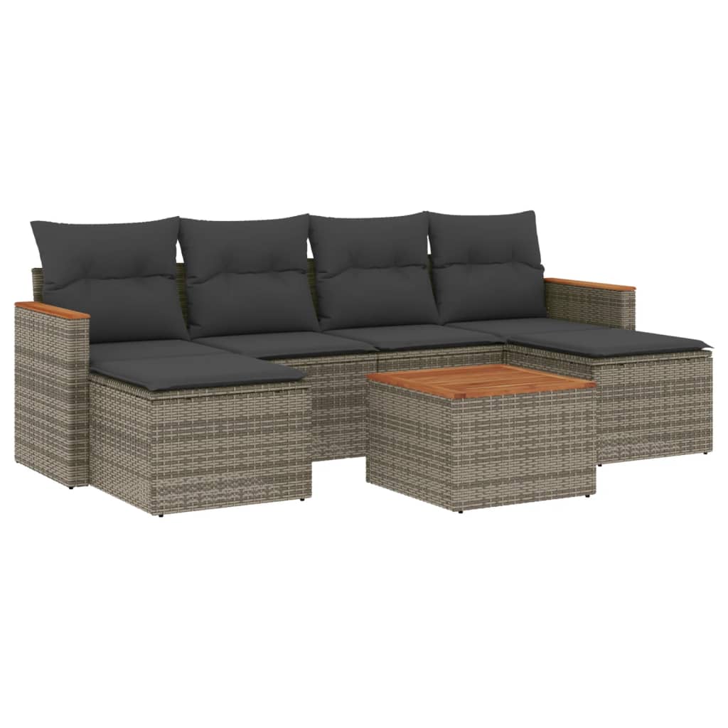 7-dijelni set vrtnih sofa sivi od poliratana