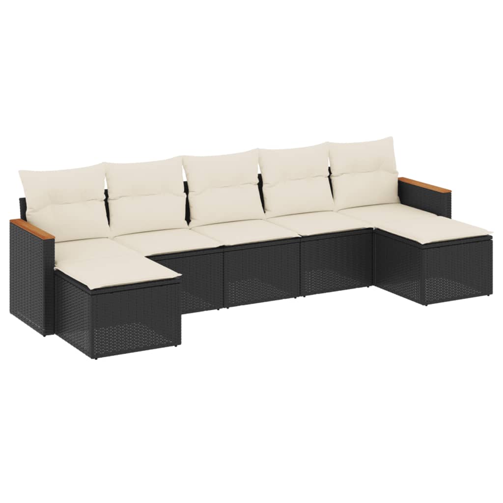 7-dijelni set vrtnih sofa od poliratana s jastucima crni