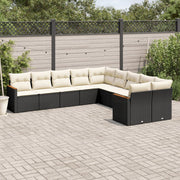 10-dijelni set vrtnih sofa s jastucima crni od poliratana