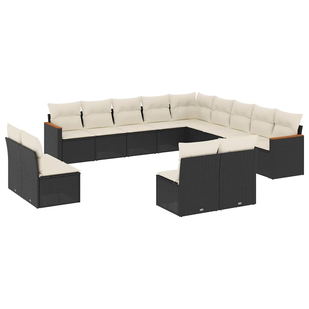13-dijelni set vrtnih sofa s jastucima poliratan crni