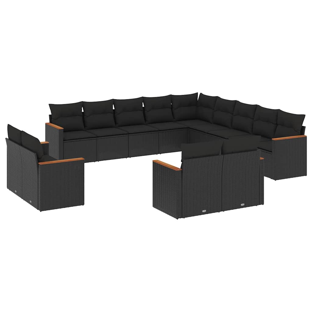 13-dijelni set vrtnih sofa s jastucima poliratan crni